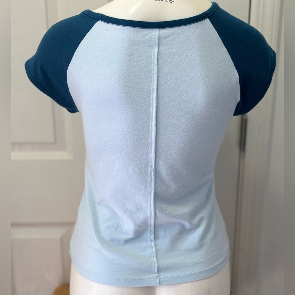 Pilcro/Anthropologie Bay Shore Club Tee Blue Women’s size Medium - Picture 2 of 5